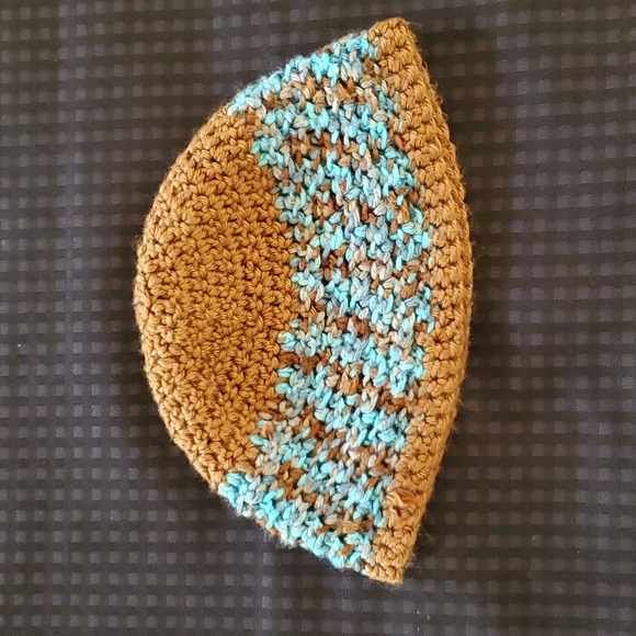 Handmade Other - Handmade, crocheted, beanie, brown & blue, unisex, hat, one size fits most
